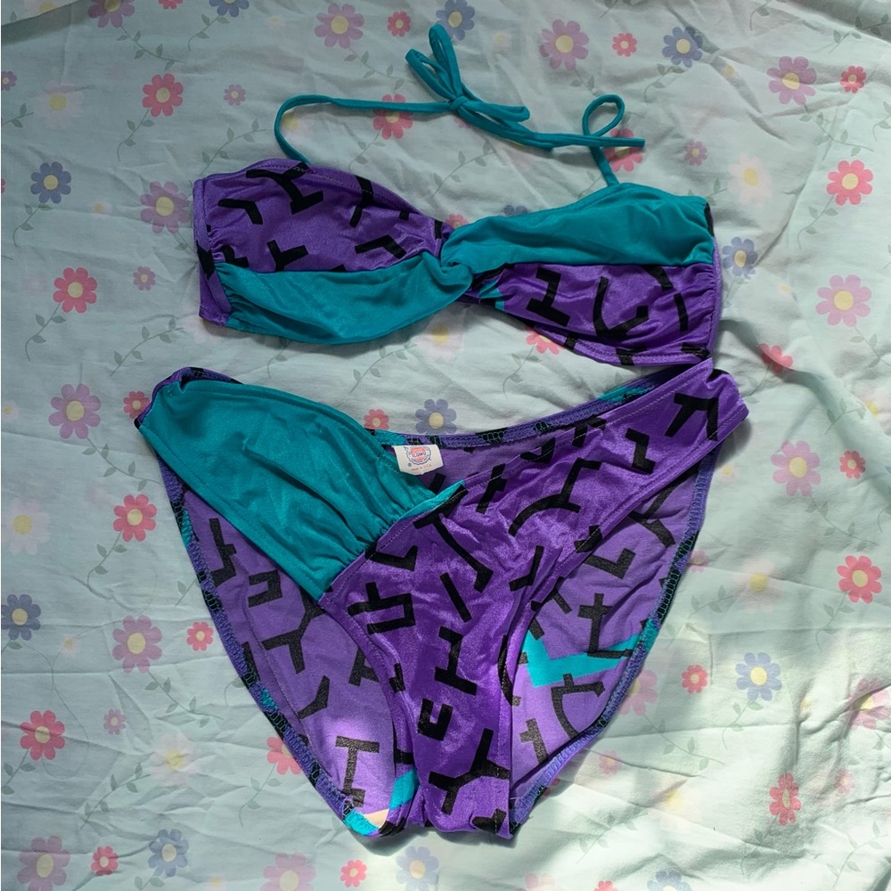 true vintage union made totally 80s halter cross over bikini
